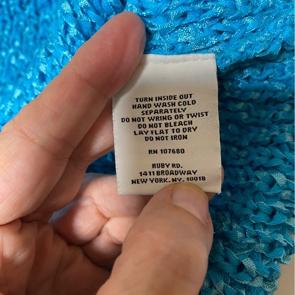 Ruby Rd Women’s Teal Blue Crochet Sweater - SZ S - Cotton Blend - EUC - Picture 5 of 7
